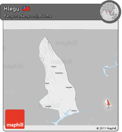 Gray 3D Map of Hlegu, single color outside