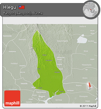 Physical 3D Map of Hlegu, lighten, semi-desaturated