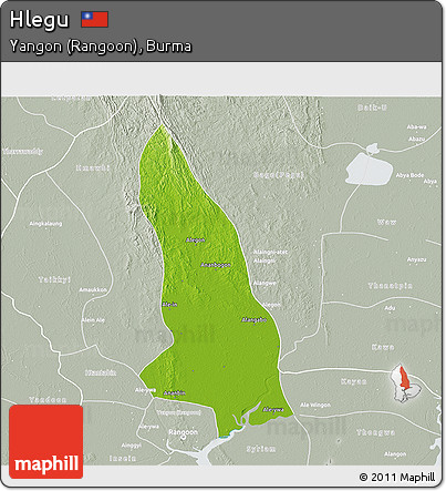 Physical 3D Map of Hlegu, lighten, semi-desaturated