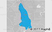 Political 3D Map of Hlegu, lighten, desaturated