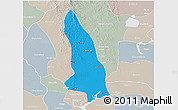 Political 3D Map of Hlegu, lighten, semi-desaturated