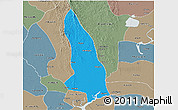 Political 3D Map of Hlegu, semi-desaturated