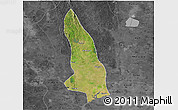 Satellite 3D Map of Hlegu, darken, desaturated