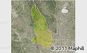 Satellite 3D Map of Hlegu, semi-desaturated