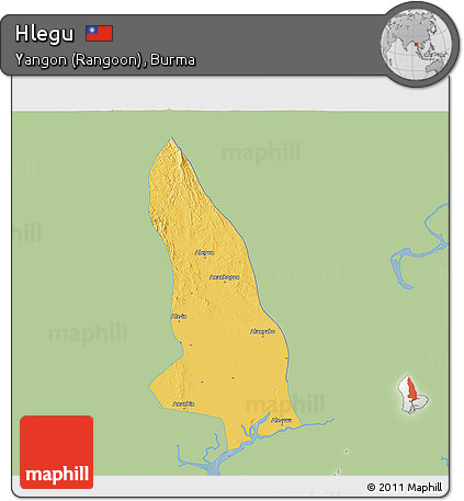 Savanna Style 3D Map of Hlegu, single color outside