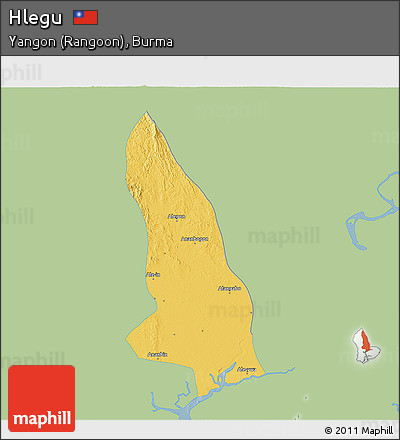 Savanna Style 3D Map of Hlegu, single color outside