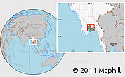 Gray Location Map of Hlegu, highlighted country, highlighted parent region