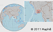 Gray Location Map of Hlegu, hill shading