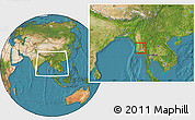 Satellite Location Map of Hlegu, within the entire country