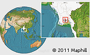 Satellite Location Map of Hlegu, highlighted country