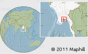 Savanna Style Location Map of Hlegu, highlighted country, hill shading