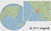 Savanna Style Location Map of Hlegu, highlighted parent region, hill shading