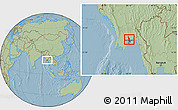 Savanna Style Location Map of Hlegu, hill shading