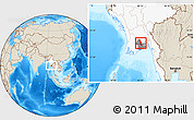 Shaded Relief Location Map of Hlegu, highlighted country, highlighted parent region