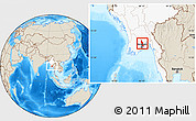 Shaded Relief Location Map of Hlegu, highlighted country