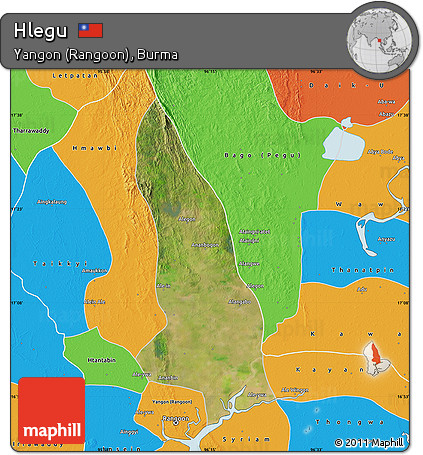 Satellite Map of Hlegu, political outside