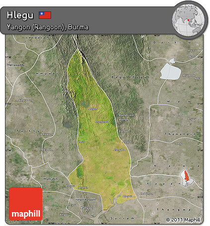 Satellite Map of Hlegu, semi-desaturated