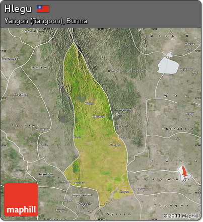 Satellite Map of Hlegu, semi-desaturated