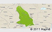 Physical Panoramic Map of Hlegu, shaded relief outside