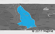 Political Panoramic Map of Hlegu, darken, desaturated