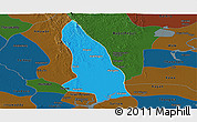Political Panoramic Map of Hlegu, darken