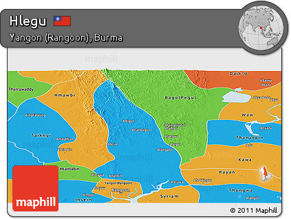 Political Panoramic Map of Hlegu