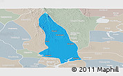 Political Panoramic Map of Hlegu, lighten, semi-desaturated