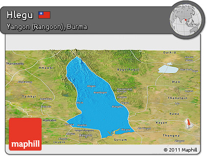 Political Panoramic Map of Hlegu, satellite outside