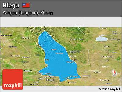 Political Panoramic Map of Hlegu, satellite outside