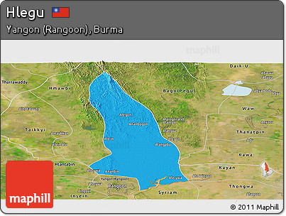 Political Panoramic Map of Hlegu, satellite outside