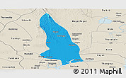Political Panoramic Map of Hlegu, shaded relief outside