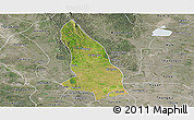 Satellite Panoramic Map of Hlegu, semi-desaturated