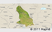 Satellite Panoramic Map of Hlegu, shaded relief outside
