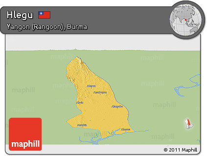 Savanna Style Panoramic Map of Hlegu, single color outside