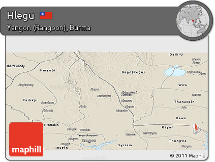 Shaded Relief Panoramic Map of Hlegu