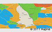 Shaded Relief Panoramic Map of Hlegu, political outside