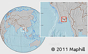 Gray Location Map of Htantabin, highlighted parent region, hill shading