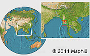 Satellite Location Map of Htantabin, highlighted parent region, within the entire country