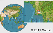 Satellite Location Map of Htantabin, highlighted parent region