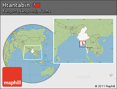 Savanna Style Location Map of Htantabin, highlighted country, highlighted parent region, within the entire country