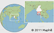 Savanna Style Location Map of Htantabin, highlighted country, highlighted parent region, within the entire country