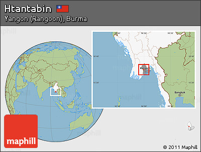 Savanna Style Location Map of Htantabin, highlighted country, highlighted parent region