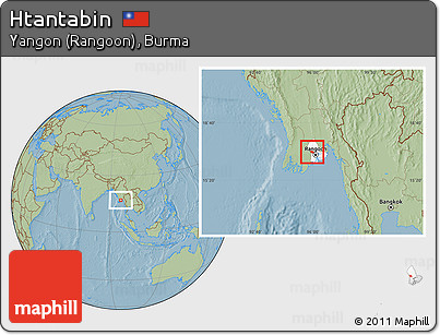 Savanna Style Location Map of Htantabin, highlighted parent region, hill shading