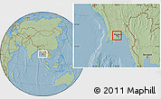 Savanna Style Location Map of Htantabin, hill shading
