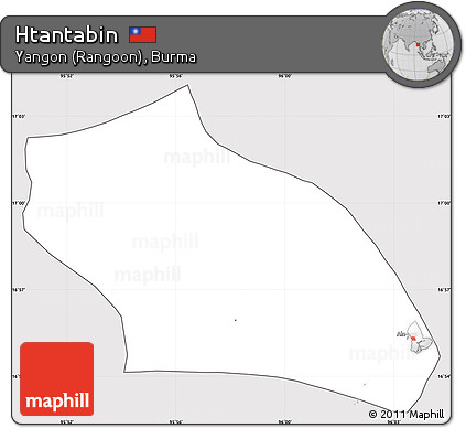 Silver Style Simple Map of Htantabin, cropped outside