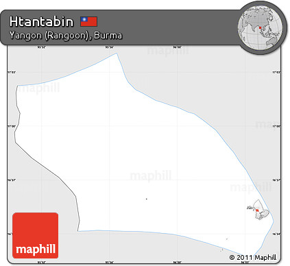 Silver Style Simple Map of Htantabin, single color outside