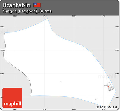 Silver Style Simple Map of Htantabin, single color outside