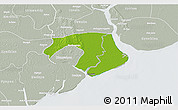 Physical 3D Map of Kawkhmu, lighten, semi-desaturated