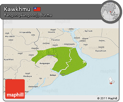 Physical 3D Map of Kawkhmu, shaded relief outside