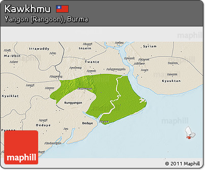 Physical 3D Map of Kawkhmu, shaded relief outside